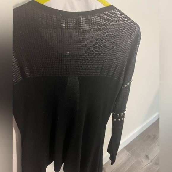 Anne Fontaine Paris designer black sequin metal stud cardigan SZ S - Picture 3 of 8